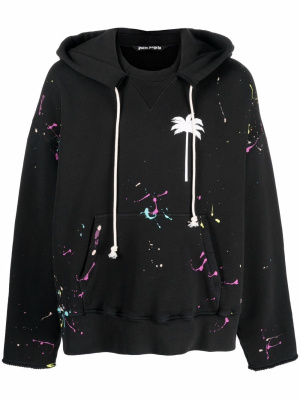 

Palm-print paint-splatter effect hoodie, Palm Angels Palm-print paint-splatter effect hoodie