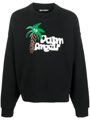 

Logo-print organic cotton sweatshirt, Palm Angels Logo-print organic cotton sweatshirt