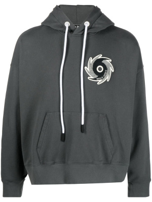 

Logo-patch drawstring hoodie, Palm Angels Logo-patch drawstring hoodie