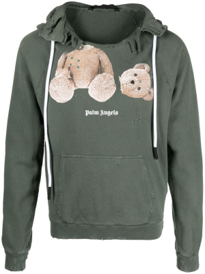 

Distressed graphic-print hoodie, Palm Angels Distressed graphic-print hoodie