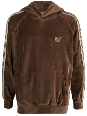 

Logo-embroidered velour hoodie, Needles Logo-embroidered velour hoodie