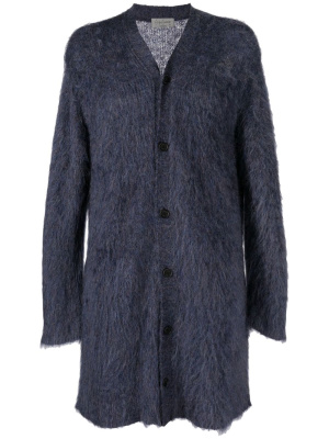 

V-neck mohair long cardigan, Yohji Yamamoto V-neck mohair long cardigan