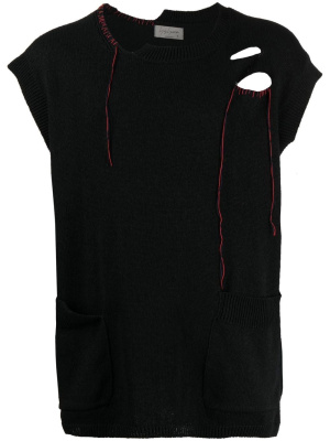 

Hole-detail sleeveless vest, Yohji Yamamoto Hole-detail sleeveless vest