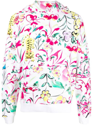 

Floral-print logo-patch hoodie, Kenzo Floral-print logo-patch hoodie