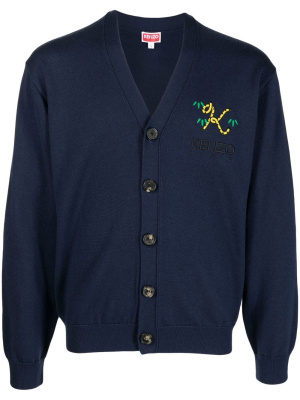 

Logo-embroidered wool cardigan, Kenzo Logo-embroidered wool cardigan