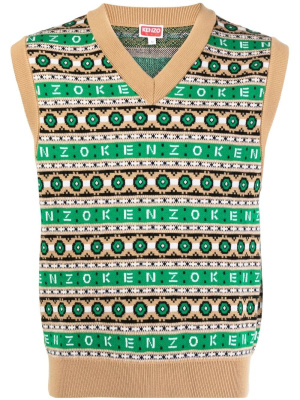 

Intarsia-knit V-neck sleeveless jumper, Kenzo Intarsia-knit V-neck sleeveless jumper