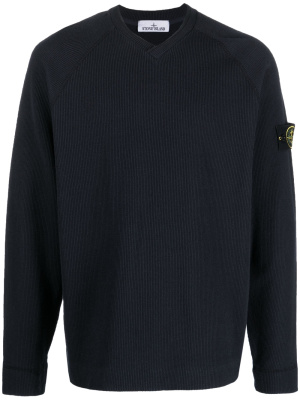 

Compass-patch ribbed-knit jumper, Stone Island Compass-patch ribbed-knit jumper