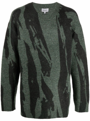 

Abstract-print ribbed-trim jumper, Kenzo Abstract-print ribbed-trim jumper