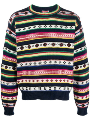 

Striped wool-cotton blend jumper, Kenzo Striped wool-cotton blend jumper
