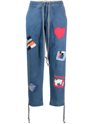 

Patch-detail loose-fit jeans, Greg Lauren Patch-detail loose-fit jeans