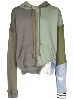 

Colour-block panelled hoodie, Greg Lauren Colour-block panelled hoodie