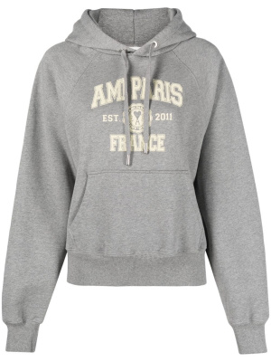 

Logo-print organic cotton hoodie, AMI Paris Logo-print organic cotton hoodie