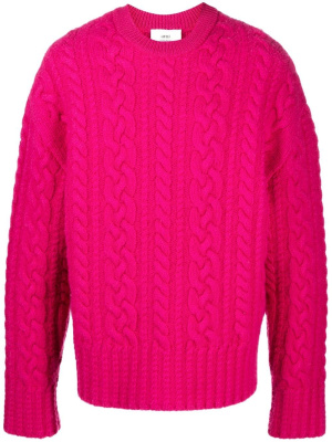 

Cable-knit crew-neck jumper, AMI Paris Cable-knit crew-neck jumper