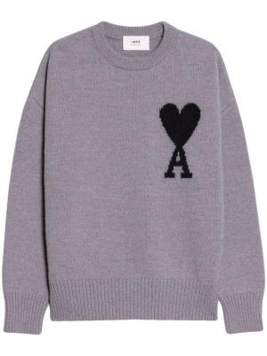 

Embroidered-logo crew neck sweater, AMI Paris Embroidered-logo crew neck sweater