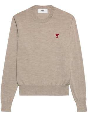 

Logo-embroidered wool jumper, AMI Paris Logo-embroidered wool jumper