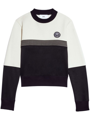 

Logo-patch panelled sweatshirt, AMI Paris Logo-patch panelled sweatshirt