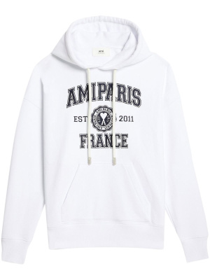 

Logo-print drawstring hoodie, AMI Paris Logo-print drawstring hoodie