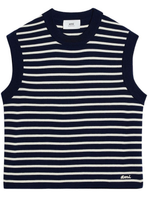 

Stripe-print merino vest, AMI Paris Stripe-print merino vest