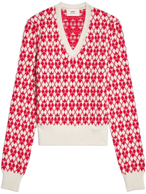 

Ami de Coeur argyle jumper, AMI Paris Ami de Coeur argyle jumper