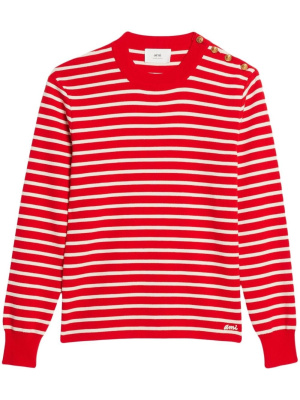 

Stripe-print crew-neck jumper, AMI Paris Stripe-print crew-neck jumper