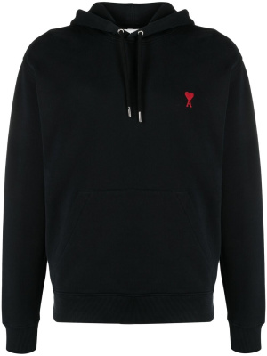 

Logo-embroidered drawstring hoodie, AMI Paris Logo-embroidered drawstring hoodie
