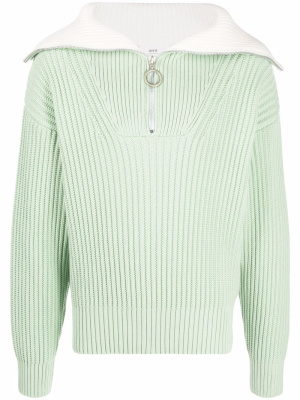 

Zip-collar fisherman' rib jumper, AMI Paris Zip-collar fisherman's rib jumper