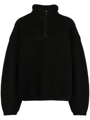 

Embossed-logo half-zip sweatshirt, Alexander Wang Embossed-logo half-zip sweatshirt