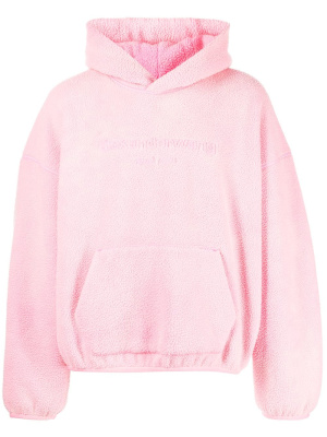 

Logo-embroidered fleece hoodie, Alexander Wang Logo-embroidered fleece hoodie