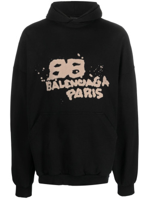 

Logo-print cotton hoodie, Balenciaga Logo-print cotton hoodie