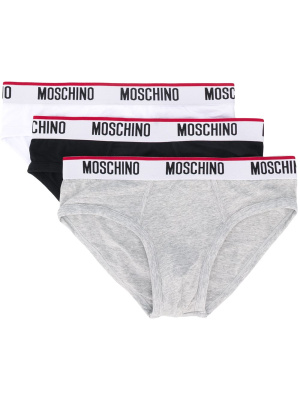 

Logo waistband three-pack briefs, Moschino Logo waistband three-pack briefs