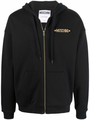 

Logo-lettering zipped hoodie, Moschino Logo-lettering zipped hoodie