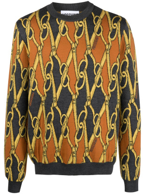 

Scissors-print virgin wool jumper, Moschino Scissors-print virgin wool jumper