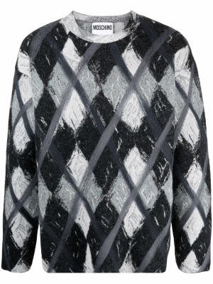 

Argyle-pattern wool-blend jumper, Moschino Argyle-pattern wool-blend jumper