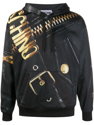 

Macro Biker print hoodie, Moschino Macro Biker print hoodie