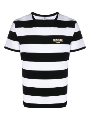 

Logo-print striped cotton T-shirt, Moschino Logo-print striped cotton T-shirt