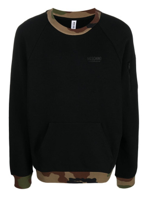 

Camouflage-trim cotton sweatshirt, Moschino Camouflage-trim cotton sweatshirt