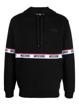 

Logo trim cotton hoodie, Moschino Logo trim cotton hoodie
