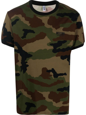 

Logo-embossed camouflage-print T-shirt, Moschino Logo-embossed camouflage-print T-shirt