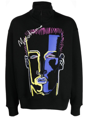 

Graphic-print half-zip jumper, Moschino Graphic-print half-zip jumper