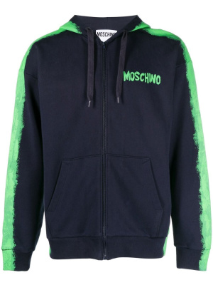 

Logo-print paint-effect hoodie, Moschino Logo-print paint-effect hoodie
