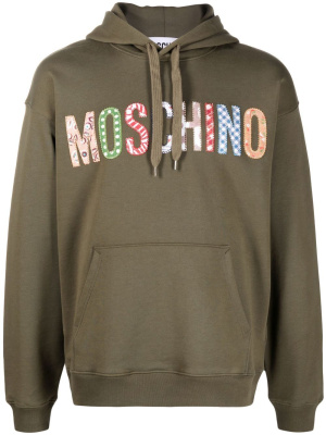 

Patchwork-logo drawstring hoodie, Moschino Patchwork-logo drawstring hoodie