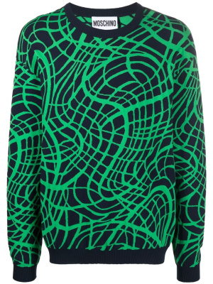 

Intarsia-knit crew neck jumper, Moschino Intarsia-knit crew neck jumper