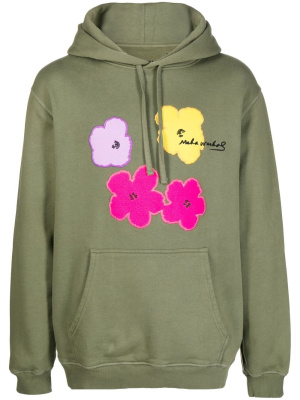 

Floral-embroidered organic cotton hoodie, Maharishi Floral-embroidered organic cotton hoodie