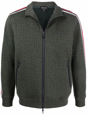 

Logo-embroidered zip-up knitted jumper, Giorgio Armani Logo-embroidered zip-up knitted jumper