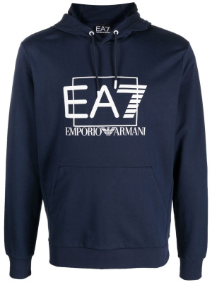 

Logo-print cotton hoodie, Ea7 Emporio Armani Logo-print cotton hoodie