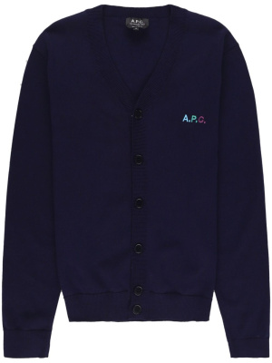 

Embroidered logo cotton cardigan, A.P.C. Embroidered logo cotton cardigan