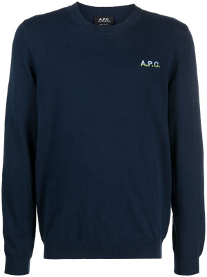 

Logo-embroidered fine-knit jumper, A.P.C. Logo-embroidered fine-knit jumper