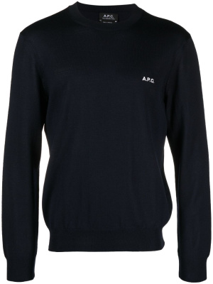 

Logo-embroidered wool-blend jumper, A.P.C. Logo-embroidered wool-blend jumper