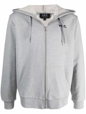 

Embroidered logo zip-up hoodie, A.P.C. Embroidered logo zip-up hoodie