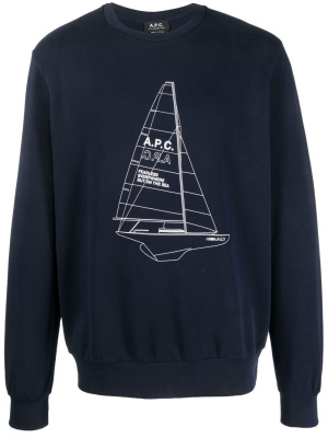 

Logo-print crew-neck sweatshirt, A.P.C. Logo-print crew-neck sweatshirt